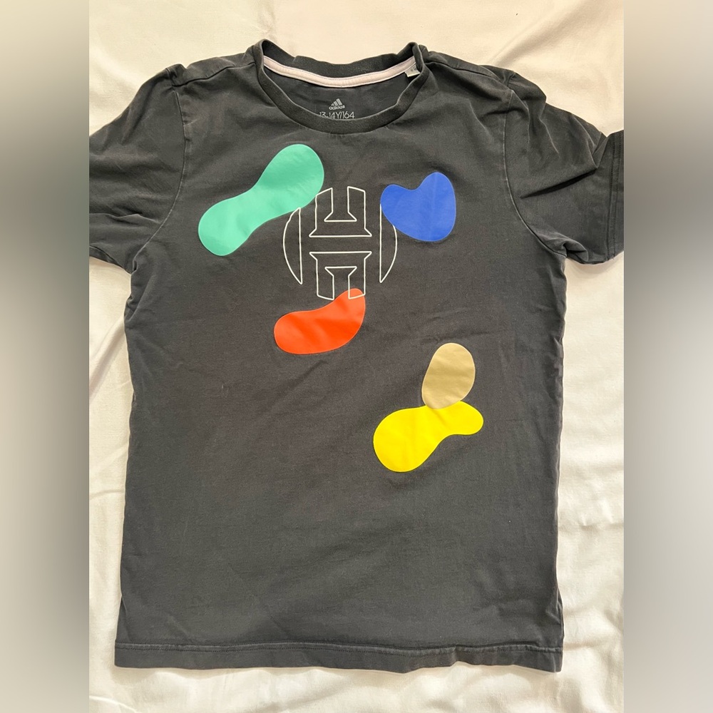 Youth Boys L (13/14) Adidas Harden Vol 5 Basketball T-shirt Black Logo Rare